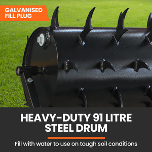 PlantCraft Tow Behind Lawn Roller | 36" Wide | Spike Aerator | For Ride-On Mower & Tractor