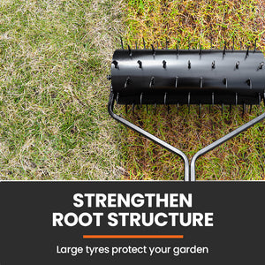PlantCraft Tow Behind Lawn Roller | 36" Wide | Spike Aerator | For Ride-On Mower & Tractor