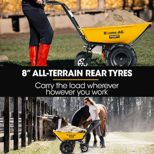Baumr-AG | 40V Battery Powered Motorised Wheelbarrow | 100L Bucket Volume | 4-Wheel | 260KG Capacity