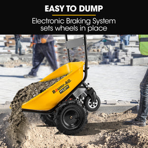 Baumr-AG | 40V Battery Powered Motorised Wheelbarrow | 100L Bucket Volume | 4-Wheel | 260KG Capacity