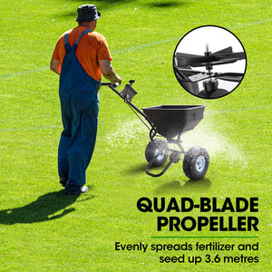 PLANTCRAFT Walk-Behind Broadcast Spreader | 56kg | 60L | Lawn Seed & Fertiliser Spreader