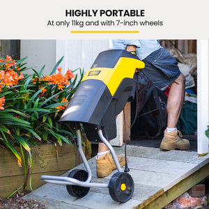 MICHIGAN 2400W Electric Garden Mulcher Shredder | Portable Wood Chipper | Push Stick | 40L Collection Bag