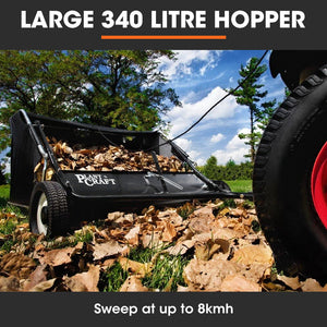 PlantCraft Lawn Sweeper | 38" Wide | Tow Behind | Universal Hitch | Grass & Leaf Collector