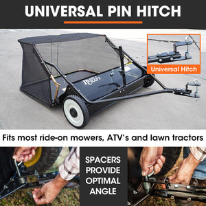 PlantCraft Lawn Sweeper | 38" Wide | Tow Behind | Universal Hitch | Grass & Leaf Collector