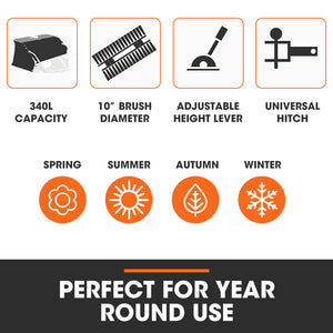 PlantCraft Lawn Sweeper | 38" Wide | Tow Behind | Universal Hitch | Grass & Leaf Collector