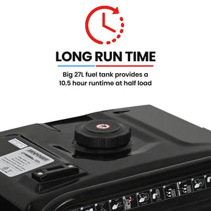 GENPOWER 8.5kW Peak 8.2kW Inverter Generator, Push Button & Remote Start, ATS Compatible, RCD, Portable w/ Wheels, 27L Fuel Tank, Grid Power Home Backup