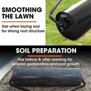 PLANTCRAFT 48" Tow-Behind Lawn Roller | 116L Capacity | Water or Sand Filled | For Leveling Grass & Sod