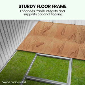 Garden Shed | PlantCraft | Galvanised Steel | 2.38 x 1.31 x 1.82m | Sliding Doors + Floor Frame