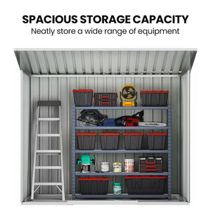 Garden Shed | PlantCraft | Galvanised Steel | 2.38 x 1.31 x 1.82m | Sliding Doors + Floor Frame