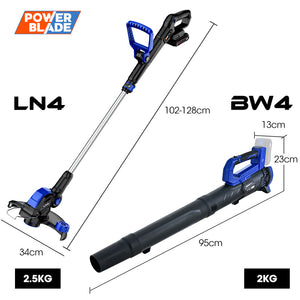 POWERBLADE 20V Leaf Blower & Line Trimmer Edger Combo | 4.0Ah Battery & Fast Charger