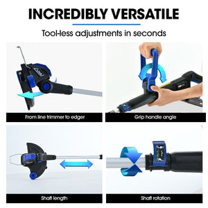 POWERBLADE 20V Leaf Blower & Line Trimmer Edger Combo | 4.0Ah Battery & Fast Charger