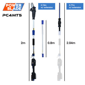 POWERBLADE 20V Cordless Pole Saw & Hedge Trimmer Combo | 8" Chainsaw Pruner & 20" Hedger | Telescopic Handle | Battery & Fast Charger Kit