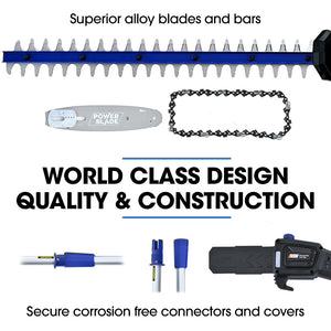 POWERBLADE 20V Cordless Pole Saw & Hedge Trimmer Combo | 8" Chainsaw Pruner & 20" Hedger | Telescopic Handle | Battery & Fast Charger Kit