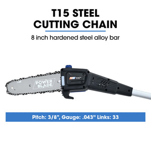 POWERBLADE 20V Cordless Pole Saw & Hedge Trimmer Combo | 8" Chainsaw Pruner & 20" Hedger | Telescopic Handle | Battery & Fast Charger Kit