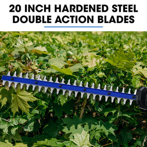 POWERBLADE 20V Cordless Pole Saw & Hedge Trimmer Combo | 8" Chainsaw Pruner & 20" Hedger | Telescopic Handle | Battery & Fast Charger Kit