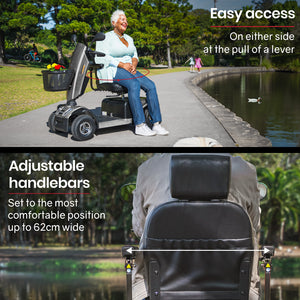 EQUIPMED Mobility Scooter | S-XXL Comfortable Size for Riders, 30km Max Range, 180kg Capacity, Grey