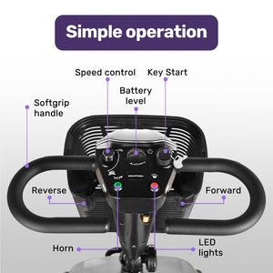 EQUIPMED FreeLite+ | Mid-Sized Foldable Electric Mobility Scooter | Lithium Battery | Long Range | Easy Charging | Grey