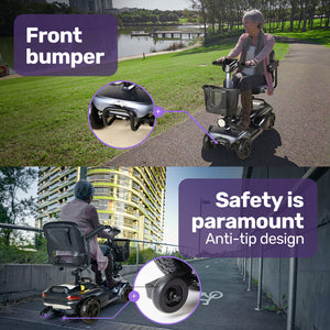 EQUIPMED FreeLite+ | Mid-Sized Foldable Electric Mobility Scooter | Lithium Battery | Long Range | Easy Charging | Grey