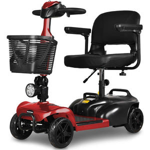 EQUIPMED FreeLite+ | Mid-Sized Foldable Electric Mobility Scooter | Lithium Battery | Long Range | Easy Charging | Red