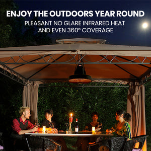 THERMOMATE Hanging Patio Heater | 1500W | Electric | Radiant Carbon Fiber Element | Remote Control
