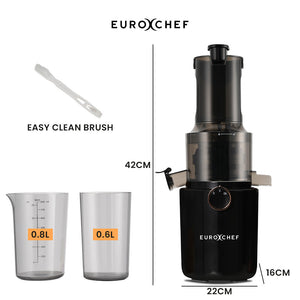 EUROCHEF Cold Press Slow Juicer Machine | 200W | Large Chute | Charcoal Grey