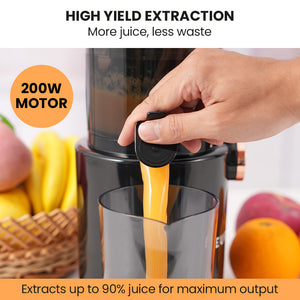 EUROCHEF Cold Press Slow Juicer Machine | 200W | Large Chute | Charcoal Grey