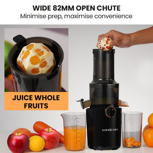EUROCHEF Cold Press Slow Juicer Machine | 200W | Large Chute | Charcoal Grey