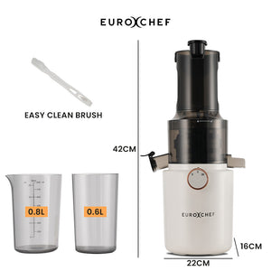 EUROCHEF Cold Press Slow Juicer Machine | 200W | Large Chute | White