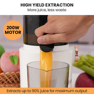 EUROCHEF Cold Press Slow Juicer Machine | 200W | Large Chute | White