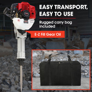 BAUMR-AG Petrol Jackhammer | 2-Stroke 52CC | Includes 2 Chisels & Carry Bag