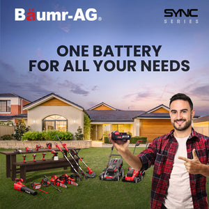 Baumr-AG 520CX 40V SYNC 17" Cordless Lawn Mower Kit | Fast Charger | 2 x 4Ah Batteries | 5 Cutting Heights | Adjustable Handle | Mulching Option