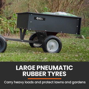 PLANTCRAFT Dump Cart | 270kg Capacity | Metal Frame | Tow Behind Ride-On Mower