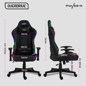 Overdrive Gaming Chair | Bluetooth Speakers, RGB LED Lights, Reclining Game Armchair, Black