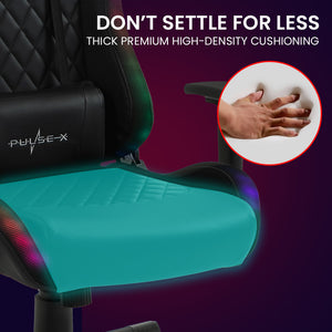 Overdrive Gaming Chair | Bluetooth Speakers, RGB LED Lights, Reclining Game Armchair, Black