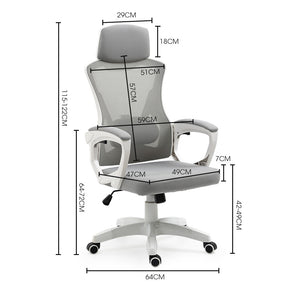 Fortia Ergonomic Mesh Office Chair | Computer Seat with Headrest | Adjustable Recline | White/Grey