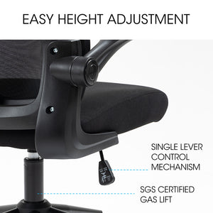 FORTIA Ergonomic Office Chair | Lumbar Support | Mesh Fabric | Adjustable Headrest & Retractable Armrests | Black