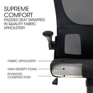Fortia Ergonomic Mesh Office Chair | Computer Seat | Adjustable Recline | Black