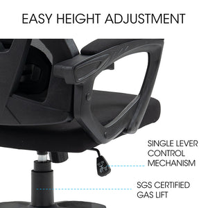 Fortia Ergonomic Mesh Office Chair | Computer Seat | Adjustable Recline | Black