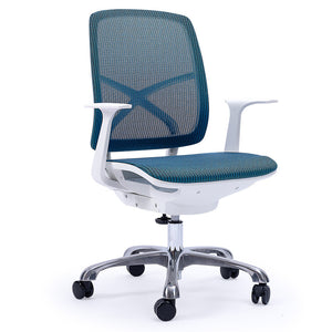 FORTIA Ergonomic Office Chair | Coolmesh Fabric | Adjustable Recline | Blue Mesh/White Frame