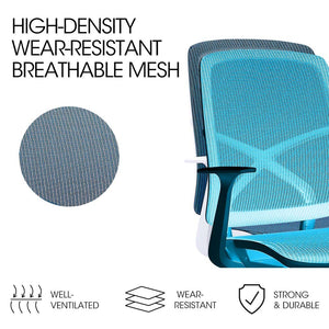 FORTIA Ergonomic Office Chair | Coolmesh Fabric | Adjustable Recline | Blue Mesh/White Frame