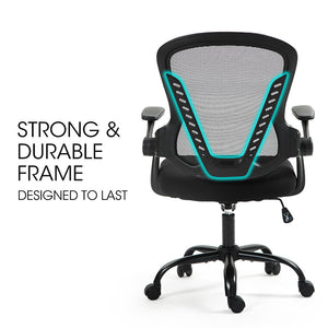 FORTIA Ergonomic Office Chair | Coolmesh Fabric | Adjustable Recline | Black Mesh/Black Frame