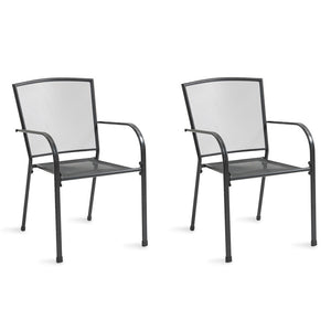 FORTIA 2pc Outdoor Dining Chair Set | Weather-Resistant | E-Coated Metal Frame