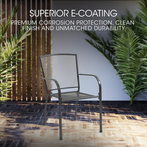 FORTIA 2pc Outdoor Dining Chair Set | Weather-Resistant | E-Coated Metal Frame