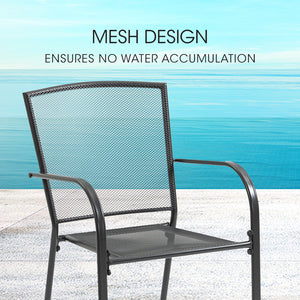 FORTIA 2pc Outdoor Dining Chair Set | Weather-Resistant | E-Coated Metal Frame