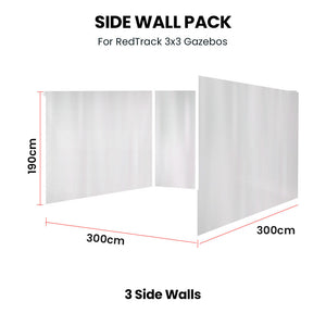 RED TRACK | 3x Side Walls for 3x3m Gazebo | White