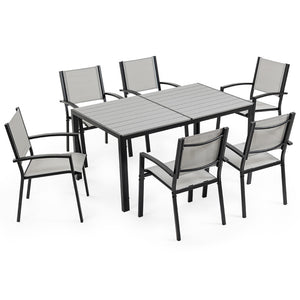 FORTIA 7pc Outdoor Dining Furniture Set | Table & Chairs | Outdoor Patio