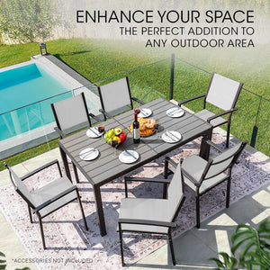 FORTIA 7pc Outdoor Dining Furniture Set | Table & Chairs | Outdoor Patio