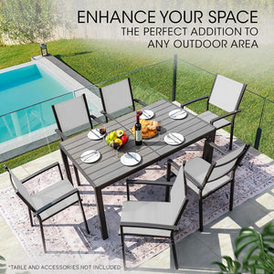 FORTIA 6pc Outdoor Dining Chair Set | Weather-Resistant | Outdoor Seating