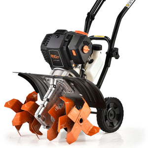 PLANTCRAFT Petrol Garden Cultivator Tiller | 46CC 4-Stroke | 15" Handheld Rototiller | Titan 9