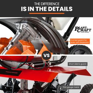 PLANTCRAFT Petrol Garden Cultivator Tiller | 46CC 4-Stroke | 15" Handheld Rototiller | Titan 9